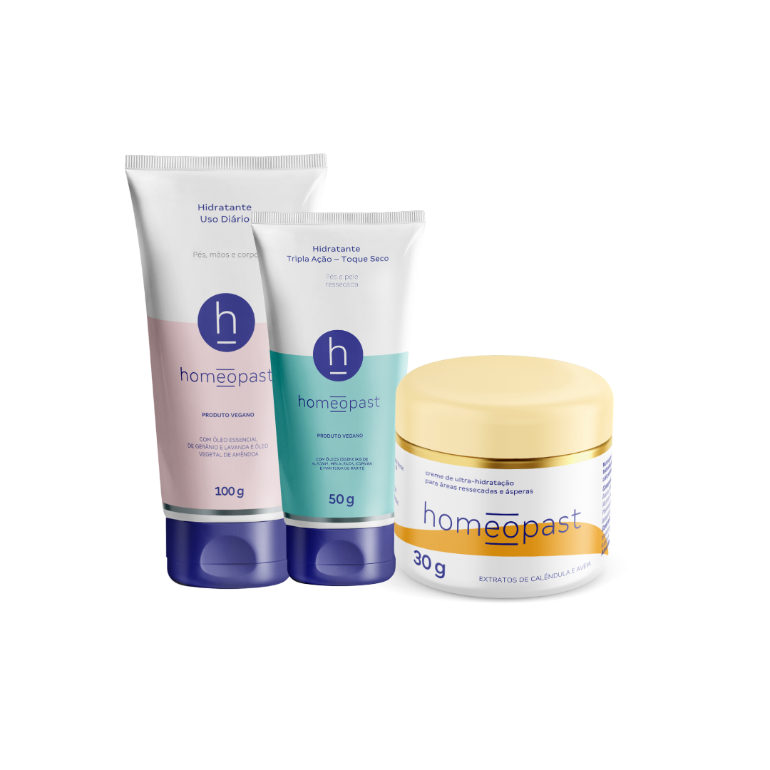 3 hidratantes da linha homeopast